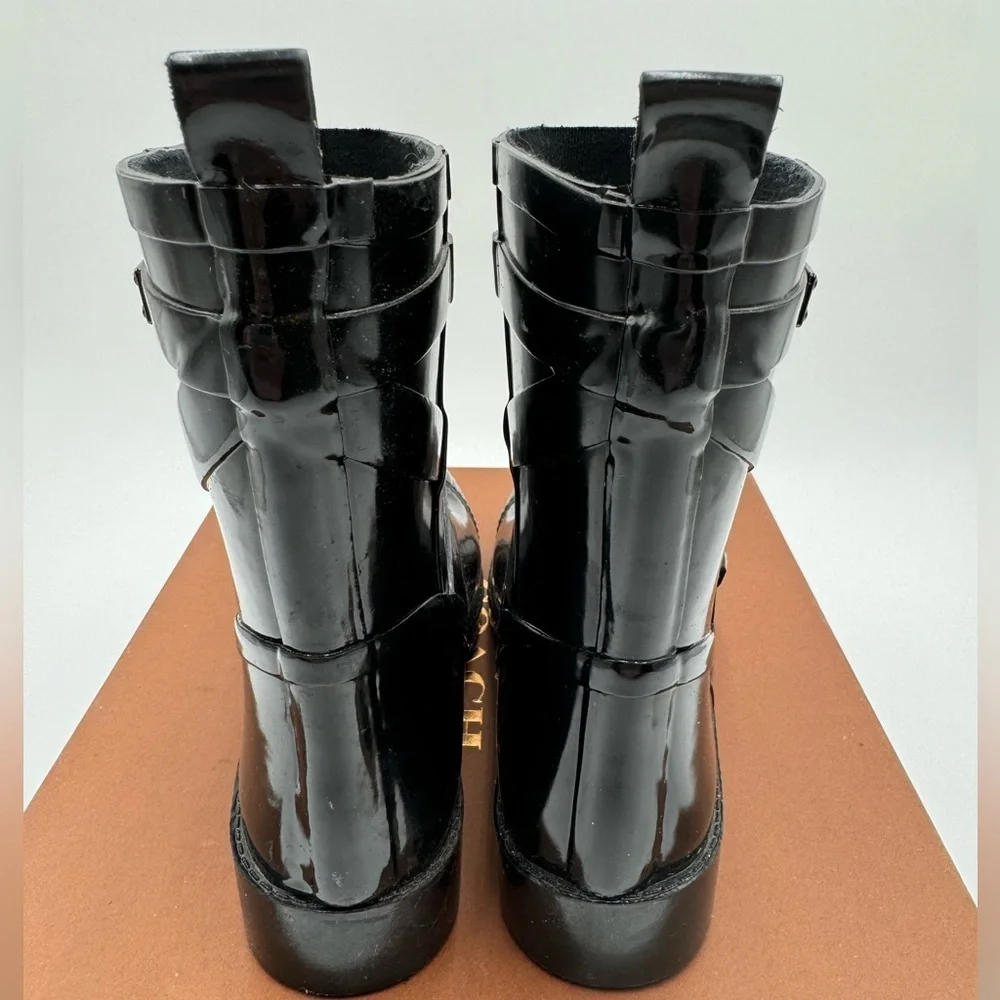Coach - Lester Shiny Rubber Rain Boots - size 6 in box